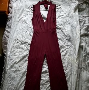 Burgundy Sleeveless jumpsuit